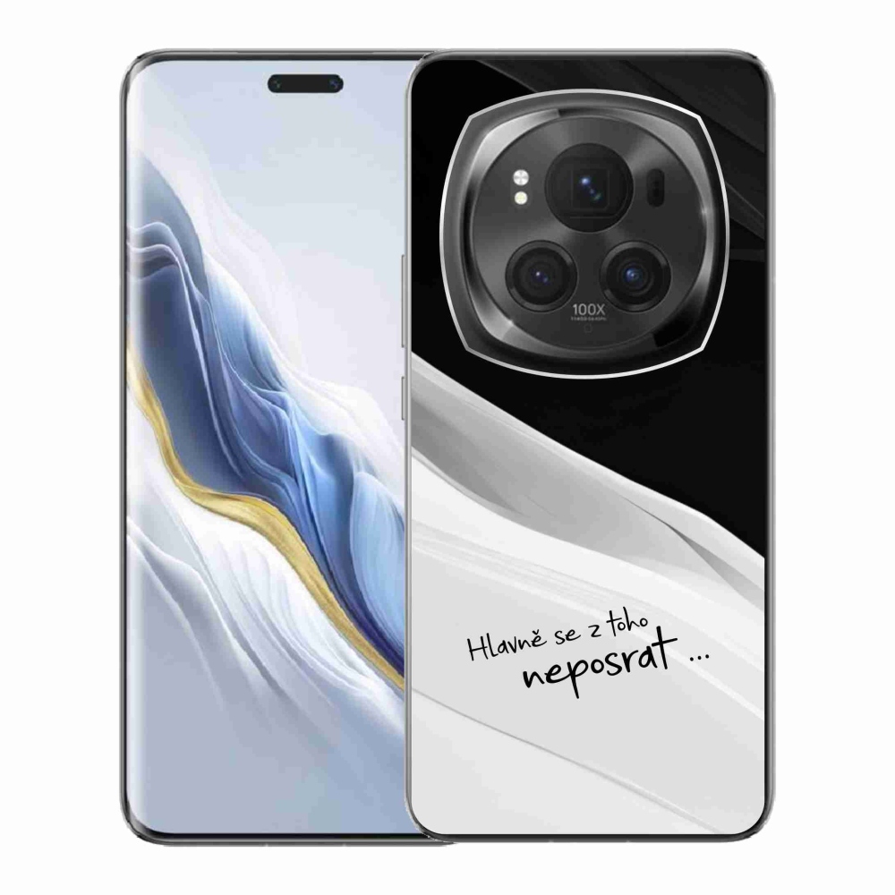 Gél borító mmCase a Honor Magic 6 Pro 5G készülékhez - vicces szöveg 13 fehér és fekete háttérrel