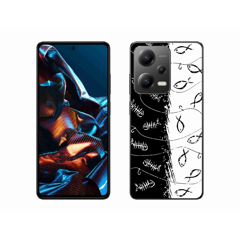 Gél borító mmCase a Xiaomi Redmi Note 12 Pro 5G számára - csontvázak és halak