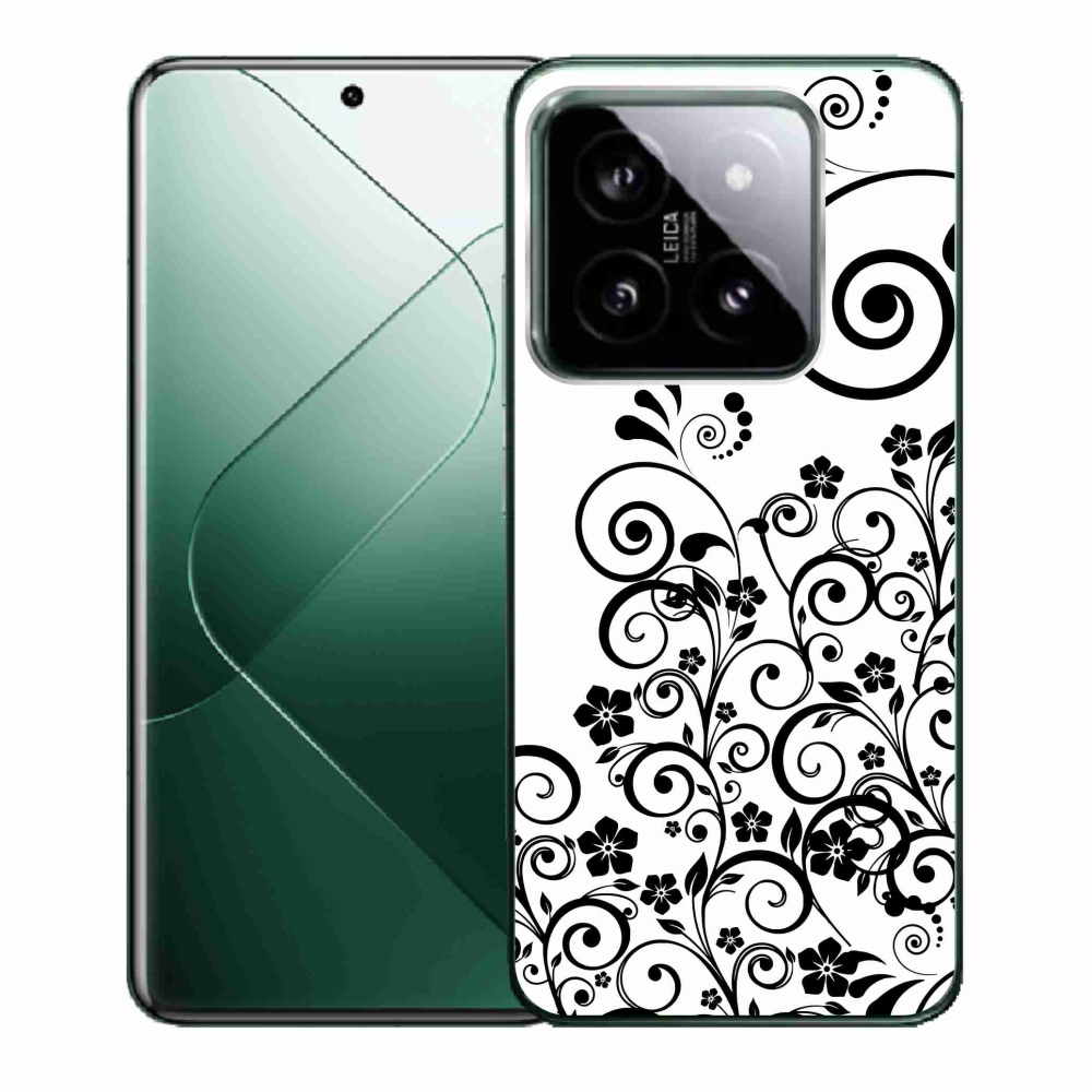 Gél borítás mmCase a Xiaomi 14-hez - fekete és fehér virágmintás