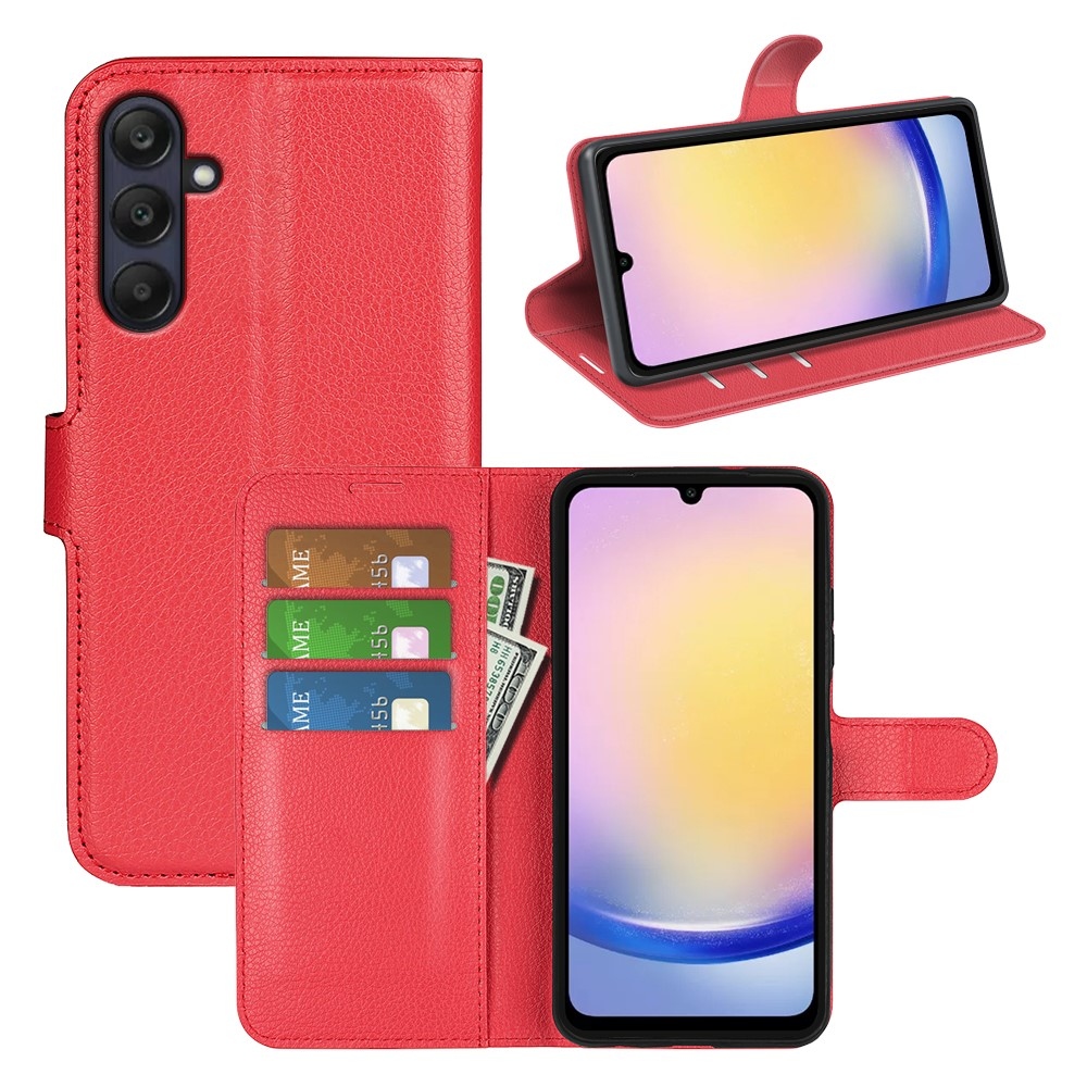Litchi könyv tok Samsung Galaxy A26 5G - piros