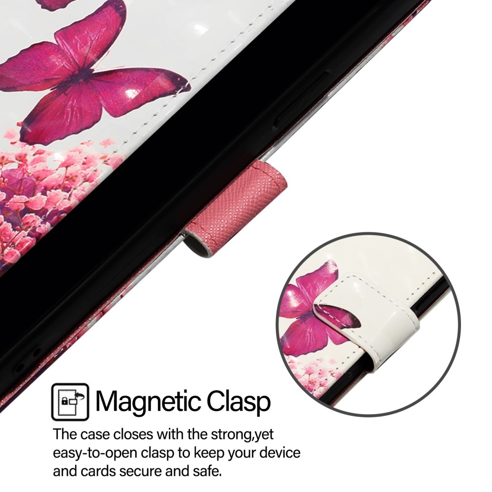 Patte könyv tok Samsung Galaxy M55 5G - rózsaszín pillangókhoz