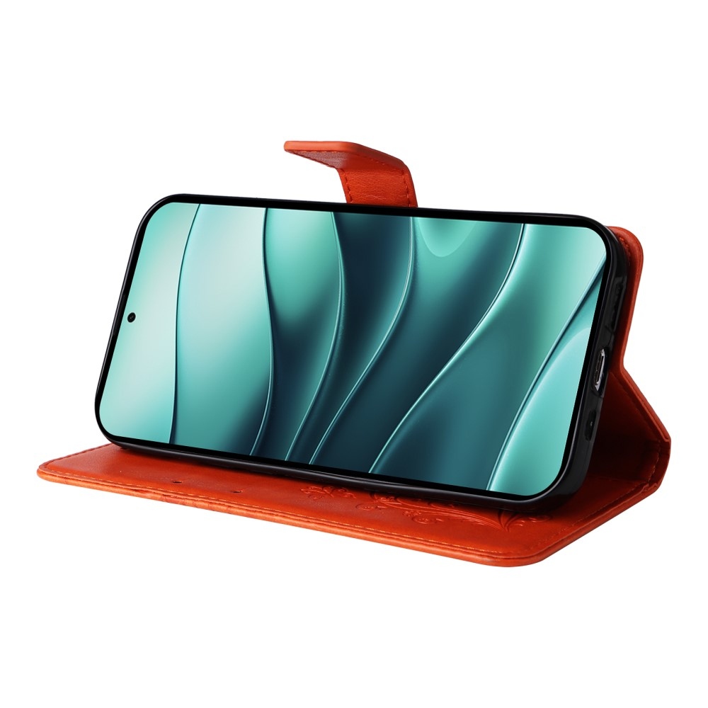 Nagy pillangó könyv tok Xiaomi Redmi Note 14 5G - narancssárga színben