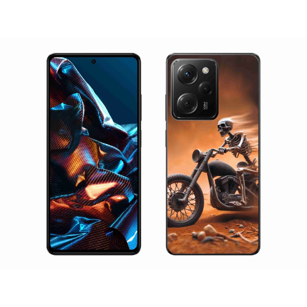Gél borítás mmCase a Xiaomi Poco X5 Pro 5G számára - csontváz egy motorkerékpáron