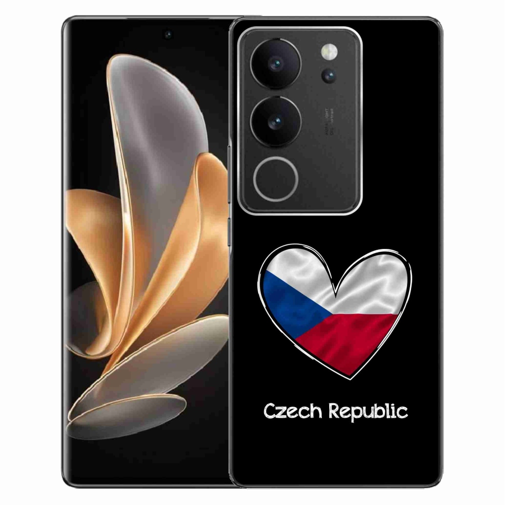 Gél borító mmCase a Vivo V29 5G - zászló szív fekete háttérrel