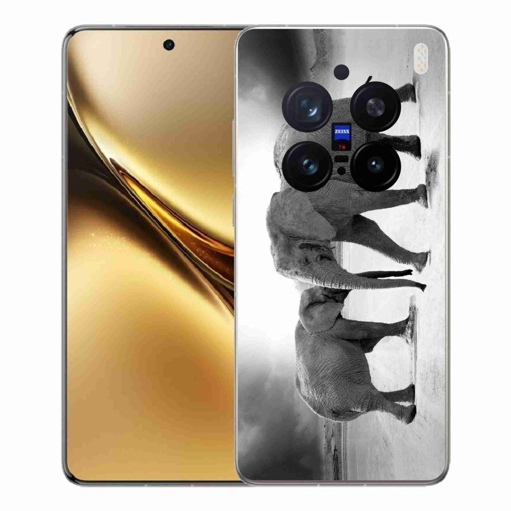 Zselés borítás mmCase a Vivo X200 Pro 5G készülékhez - fekete és fehér elefántok