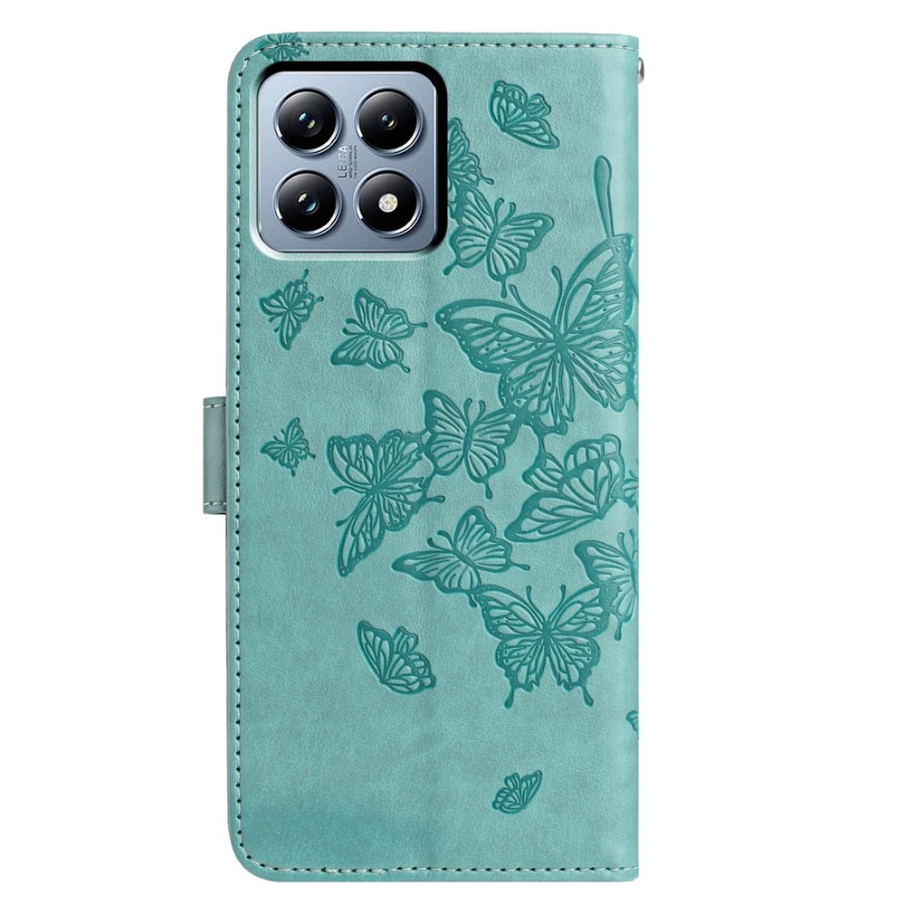 Virágos pillangó könyv tok a Xiaomi 15T-hez - teáskék