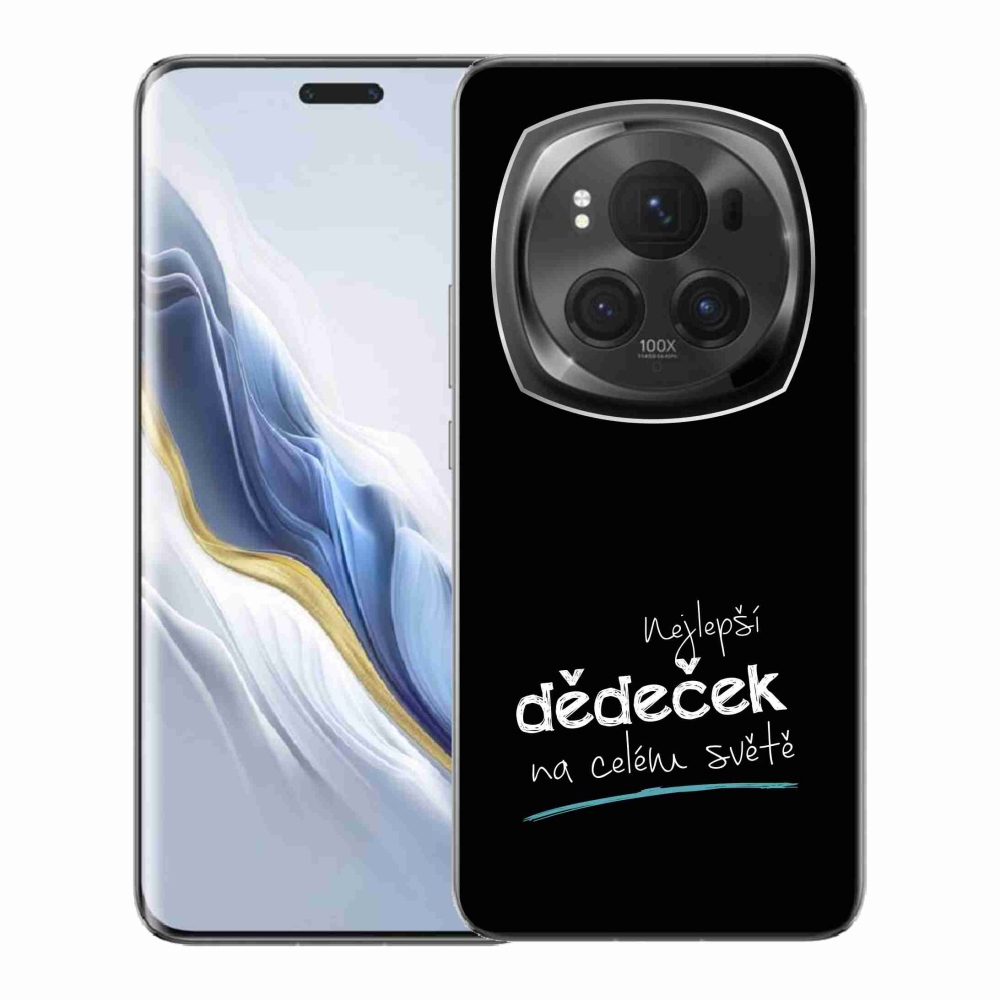 Gél borítás mmCase a Honor Magic 6 Pro 5G-n - Legjobb nagypapa 3 fekete háttérrel