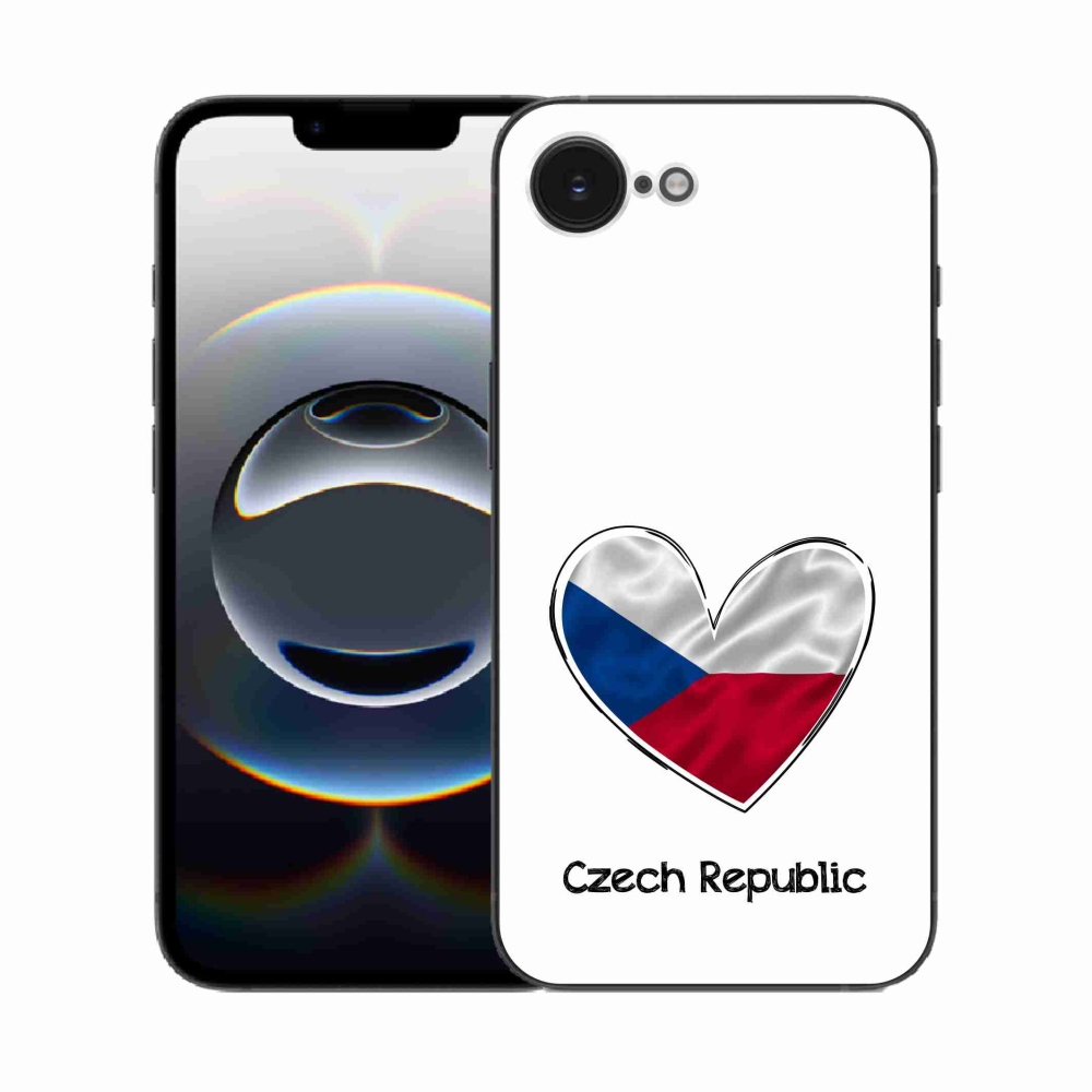 Zselés borítás mmCase iPhone 16e készülékhez - zászló szív fehér háttérrel