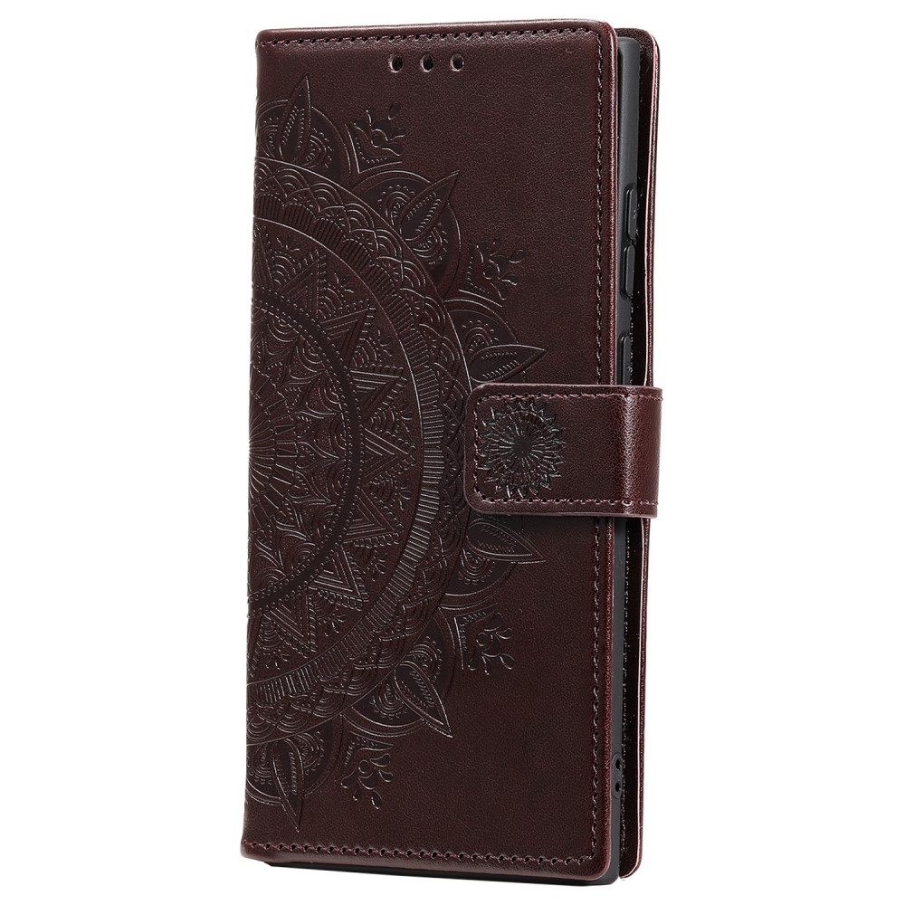 Mandala könyv tok Samsung Galaxy S25 Ultra készülékhez - barna