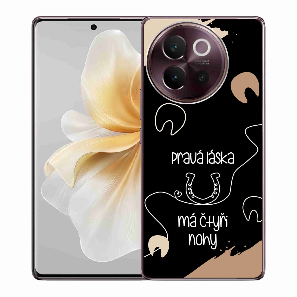 Gél borítás mmCase a Vivo V40 Lite 5G készülékhez - ló motívum fekete háttérrel