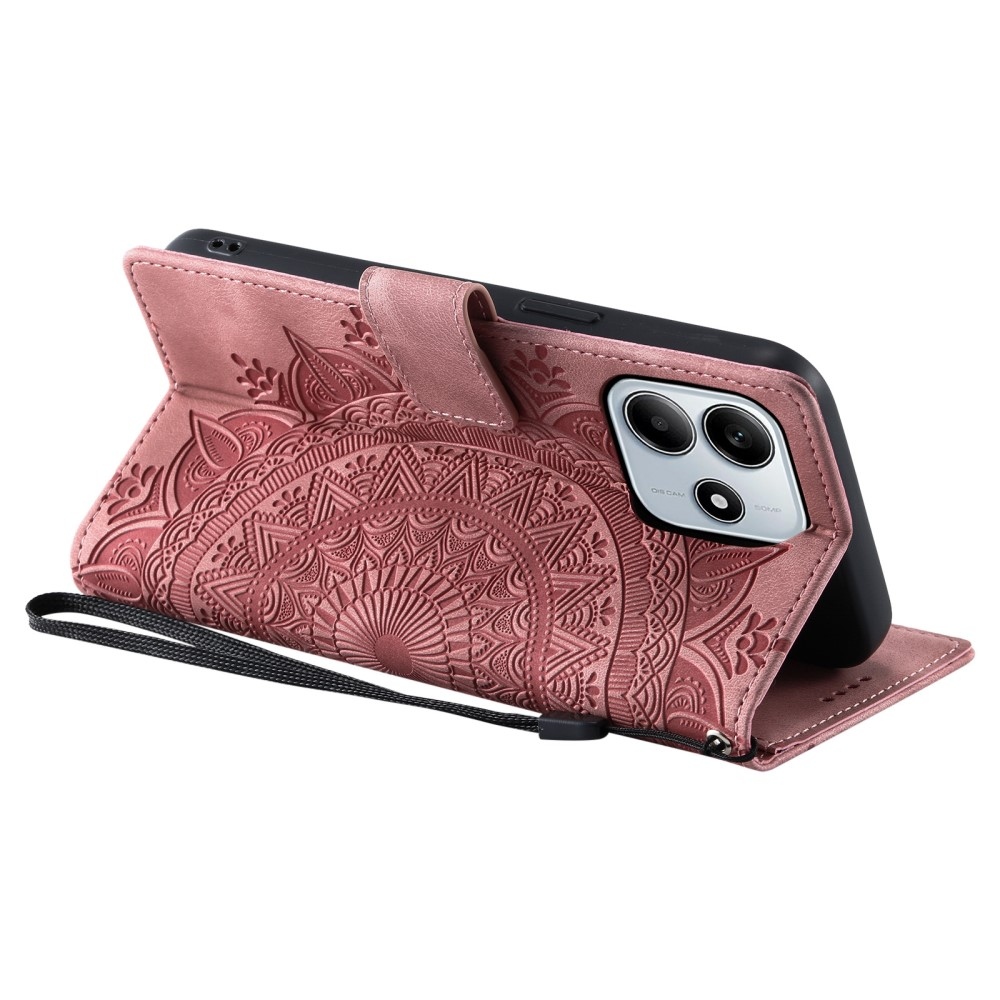 Mandalák könyv tok Xiaomi Redmi Note 14-hez - rózsa arany