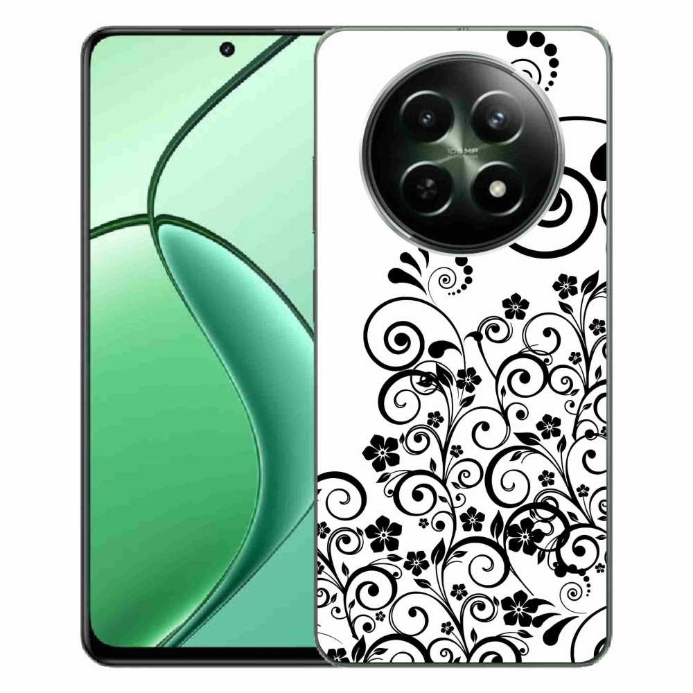 Zselés borítás mmCase a Realme 12 5G/12x 5G készülékhez - fekete és fehér virágminták