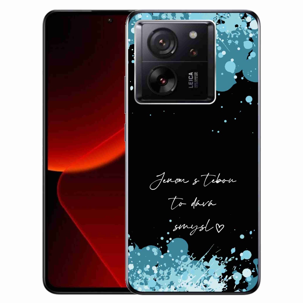Gél borítás mmCase a Xiaomi 13T/13T Pro számára - szerelmes szöveg fekete háttérrel