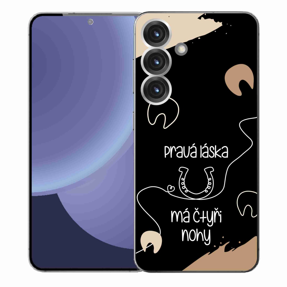 Gél borítás mmCase Samsung Galaxy S25+ - ló motívum fekete háttérrel