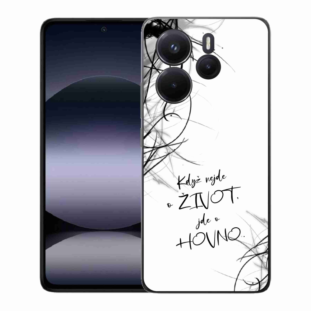 Gél borító mmCase a Xiaomi Redmi Note 14-hez - vicces szöveg 16 fehér háttérrel