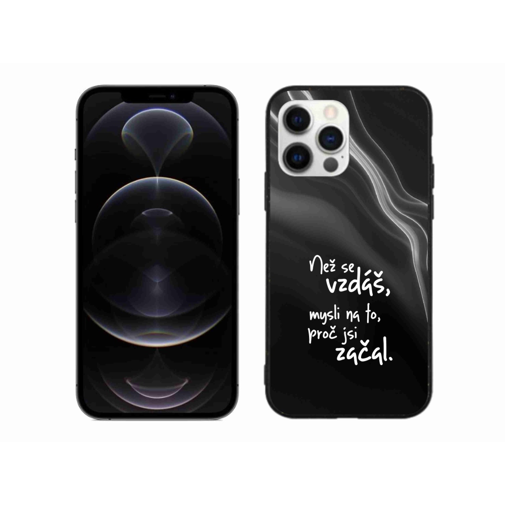 Zselés borítás mmCase iPhone 12 Pro Max készülékhez - idézet 2 fekete háttér