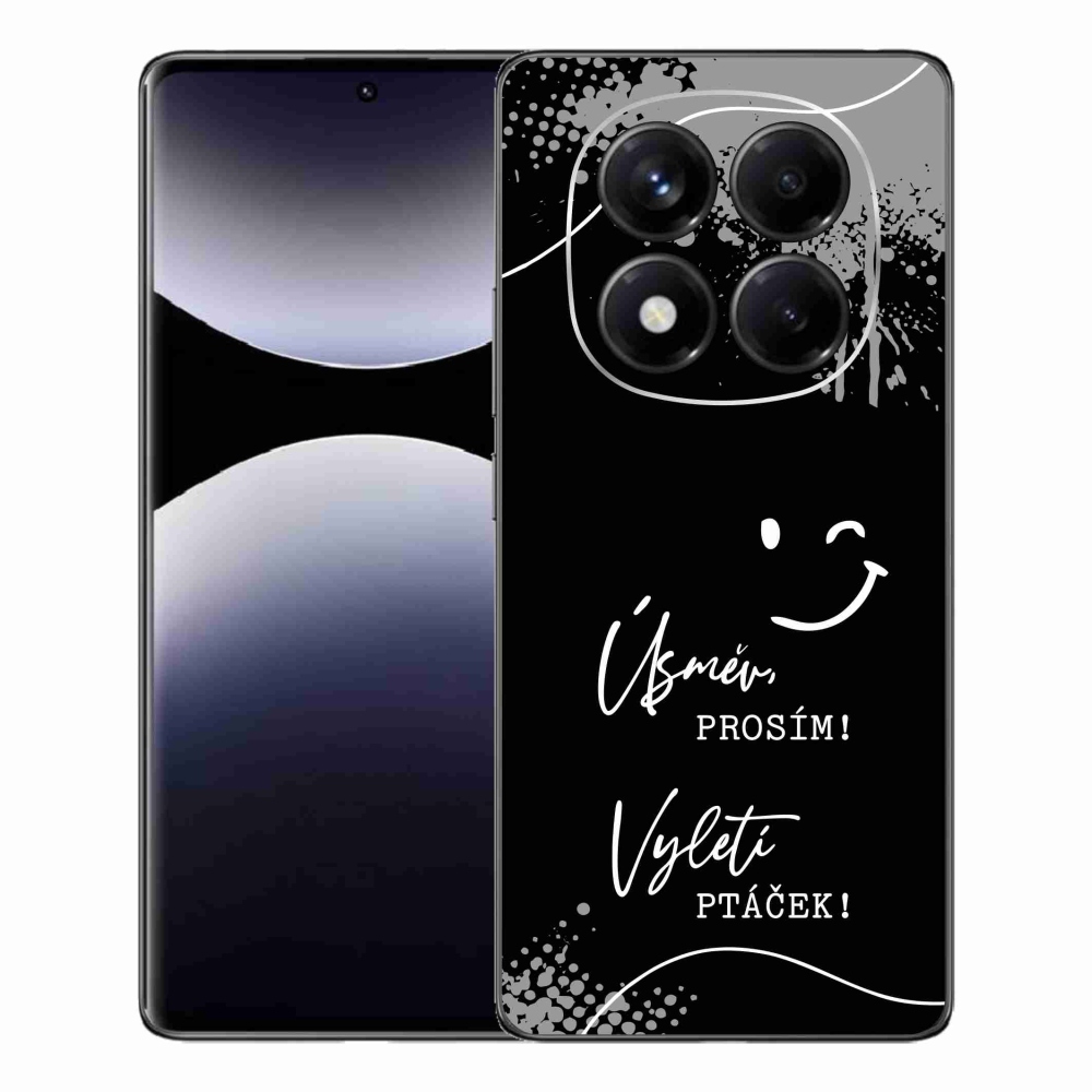 Gél borító mmCase a Xiaomi Redmi Note 14 Pro-hoz - vicces szöveg 4 fekete háttérrel