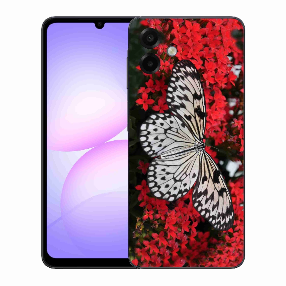 Gél védőhuzat mmCase Samsung Galaxy A07 4G - fekete-fehér pillangó 1