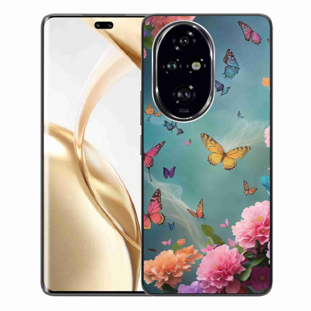 Gél borító mmCase a Honor 200 Pro 5G számára - színes virágok és pillangók