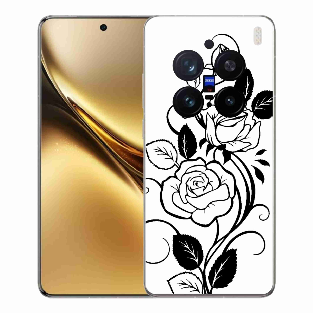 Zselés borítás mmCase a Vivo X200 Pro 5G készülékhez - fekete és fehér rózsa