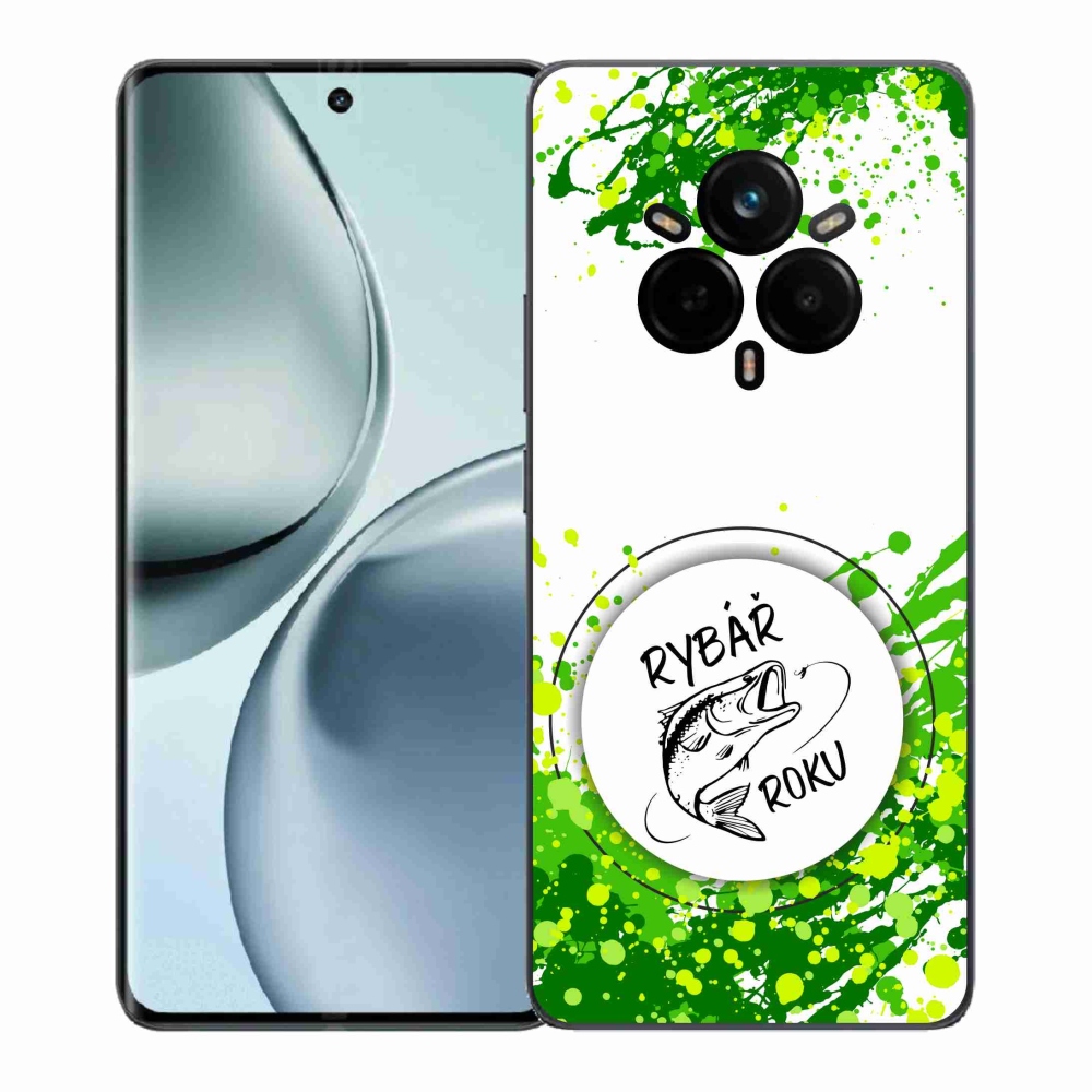 Gél borítás mmCase a Realme 14 Pro+ 5G-n - az év horgásza fehér háttérrel