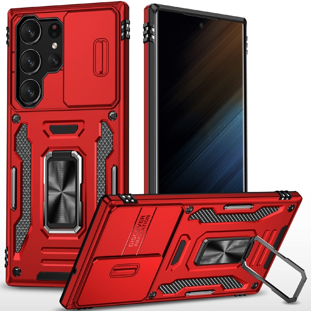 Gyűrűk tartós borítója Samsung Galaxy S25 Ultra készülékhez - piros