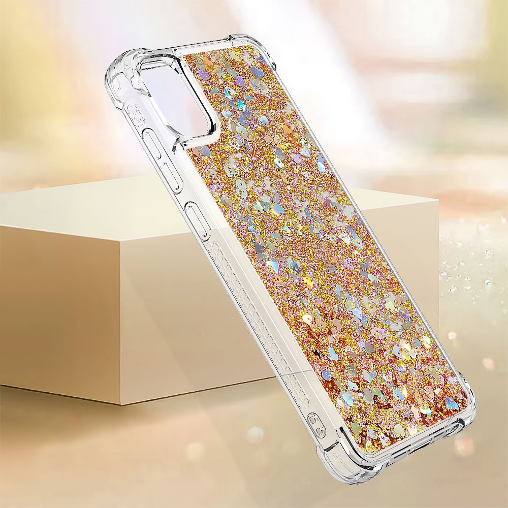 Glitter homokóra zselés tok Samsung Galaxy A07 4G - arany/szív
