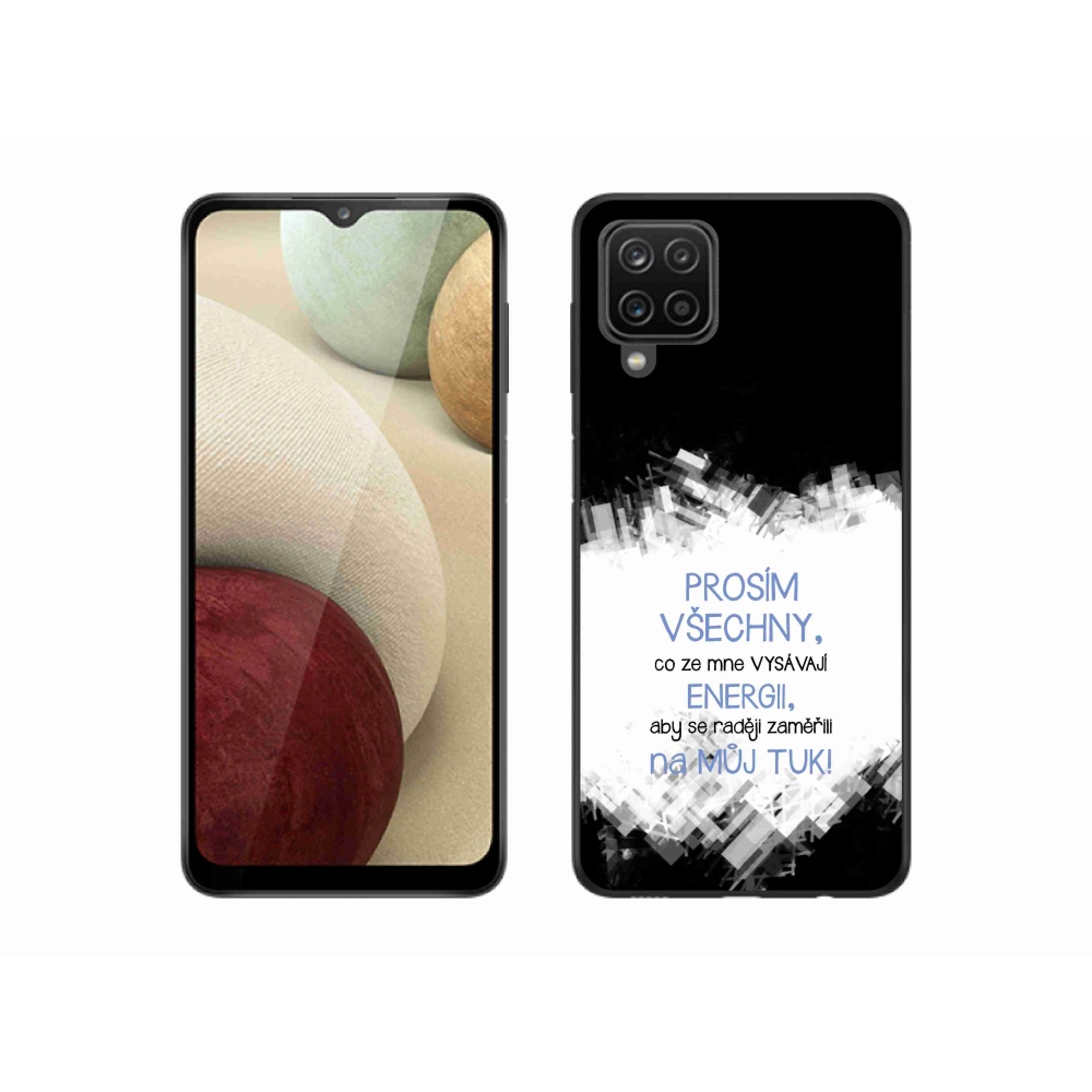 Gél borító mmCase Samsung Galaxy A12 - vicces szöveg 1 kék