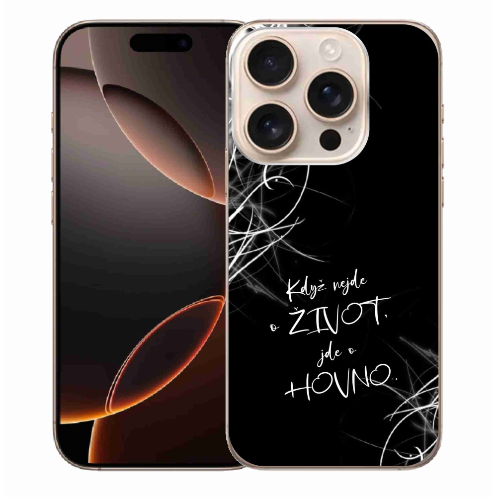 Gél borítás mmCase iPhone 16 Pro Max készülékhez - vicces szöveg 16 fekete háttér