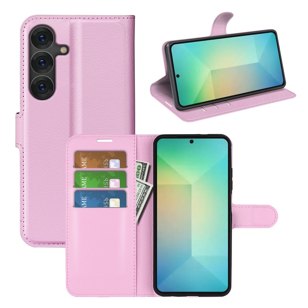 Litchi könyv tok Samsung Galaxy S25-hez - rózsaszín