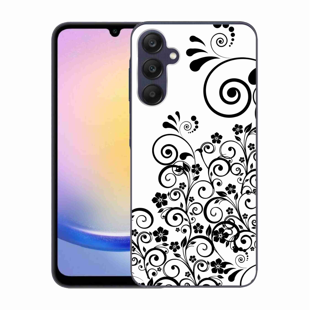 Gél borítás mmCase Samsung Galaxy A25 5G - fekete-fehér virágminták