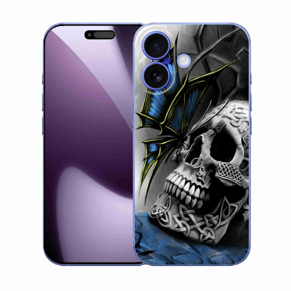 Zselés borítás mmCase iPhone 17 készülékhez - pillangó és koponya