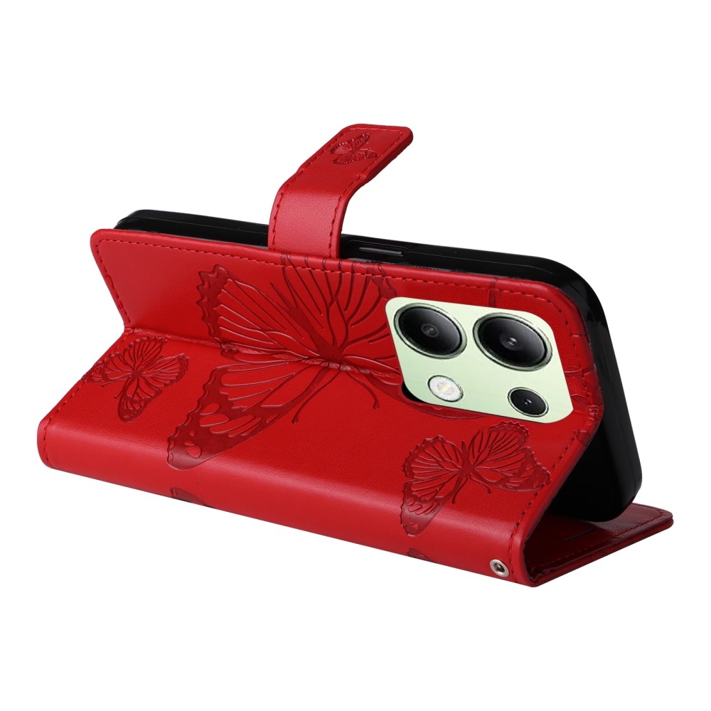 Nagy pillangó könyv tok Xiaomi Redmi Note 13-hoz - piros