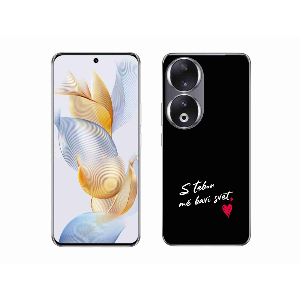 Gél borító mmCase a Honor 90 készülékhez - szerelmes szöveg 1 fekete háttér