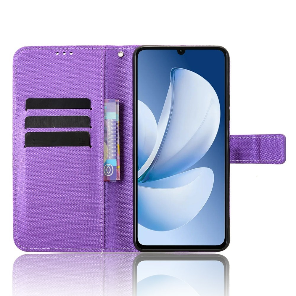 Gyémánt könyvtáska Realme Note 70T-hez - lila