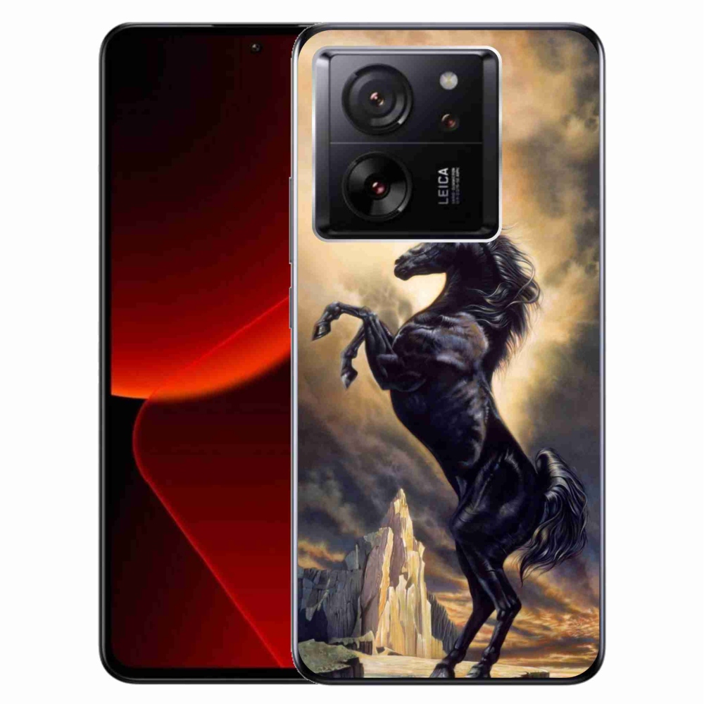 Gél borítás mmCase a Xiaomi 13T/13T Pro számára - fekete rajzfilm ló