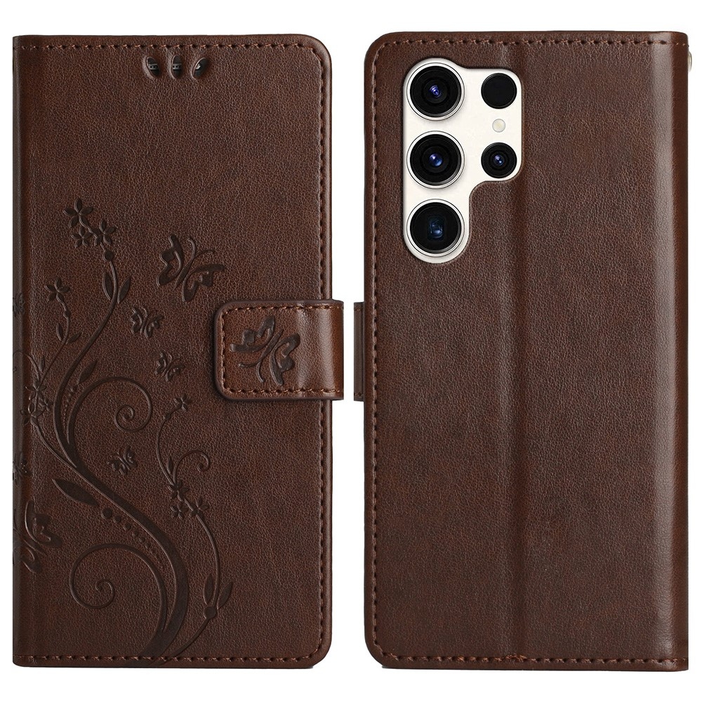 Virágok könyv tok Samsung Galaxy S25 Ultra készülékhez - barna