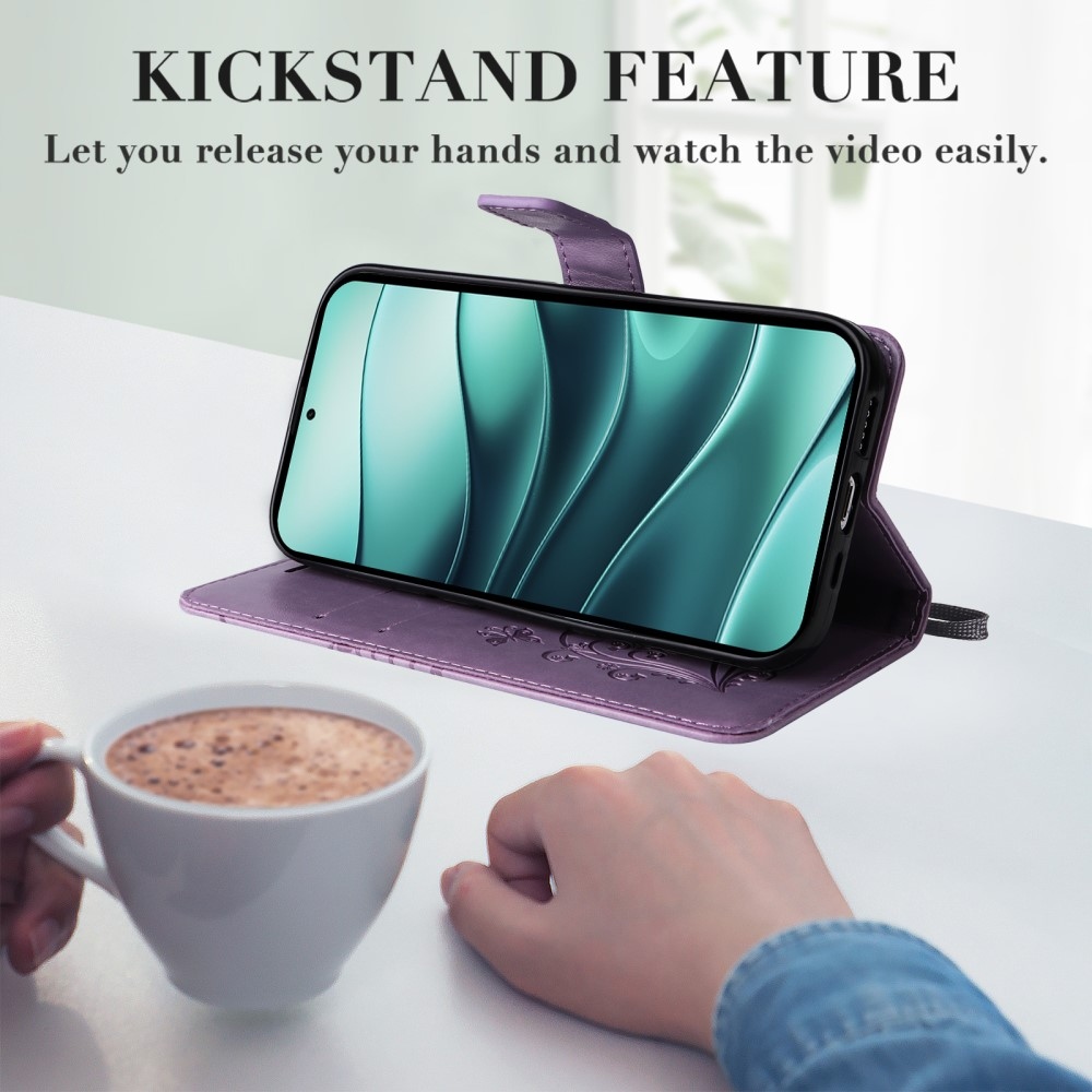 Nagy pillangó könyv tok a Xiaomi Redmi Note 14 5G-hez - lila