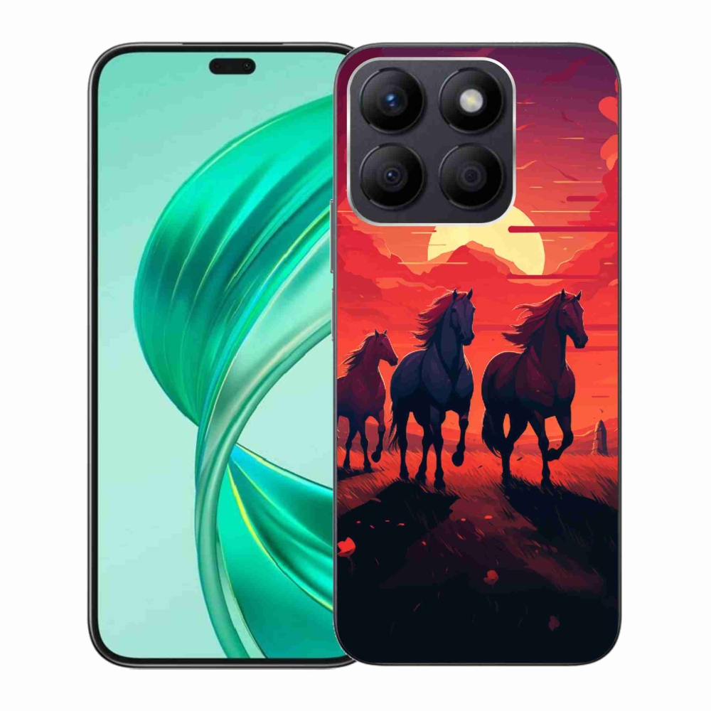 Zselés borítás mmCase a Honor X8b számára - lovak és naplemente
