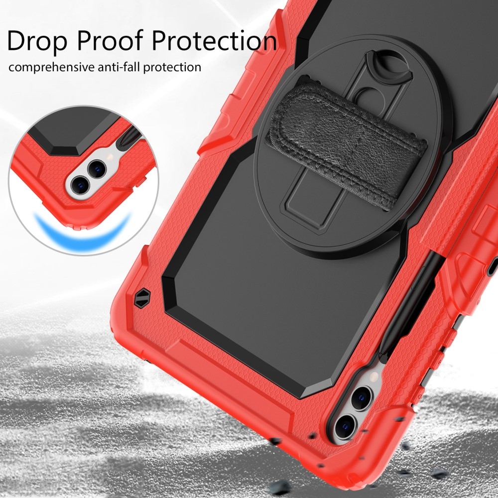 Rúgásálló borítás kézi fogantyúval Samsung Galaxy Tab S9+/Tab S10+ készülékhez - piros