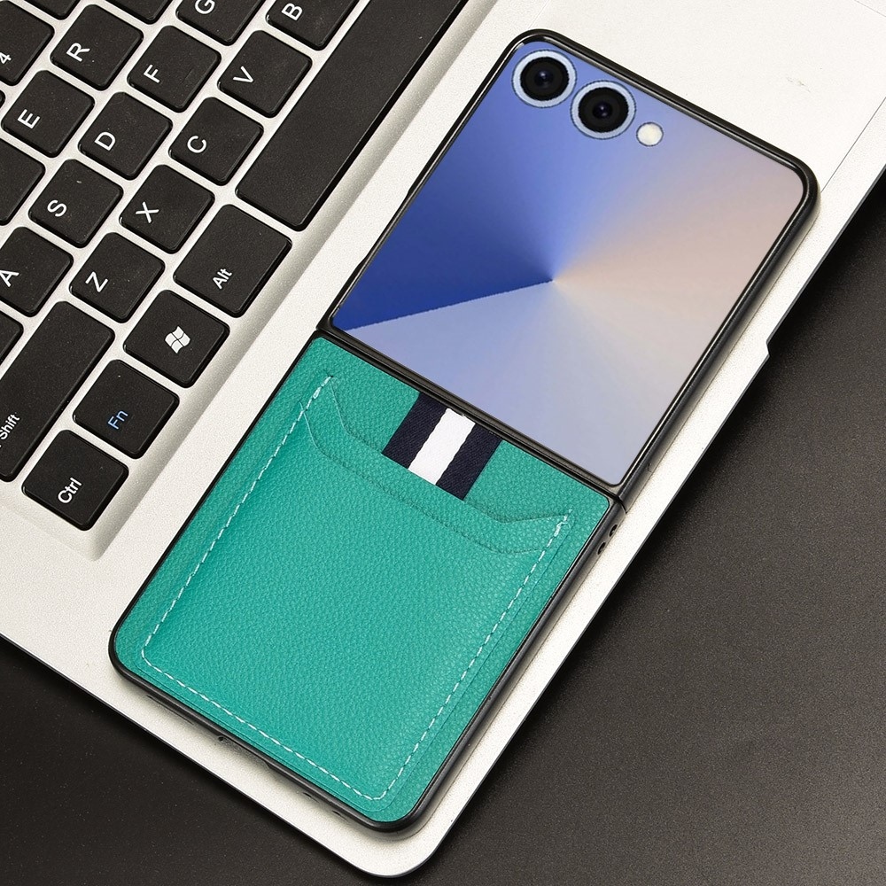 Kombinált műanyag borítás műbőrrel Samsung Galaxy Z Flip7 5G - zöld