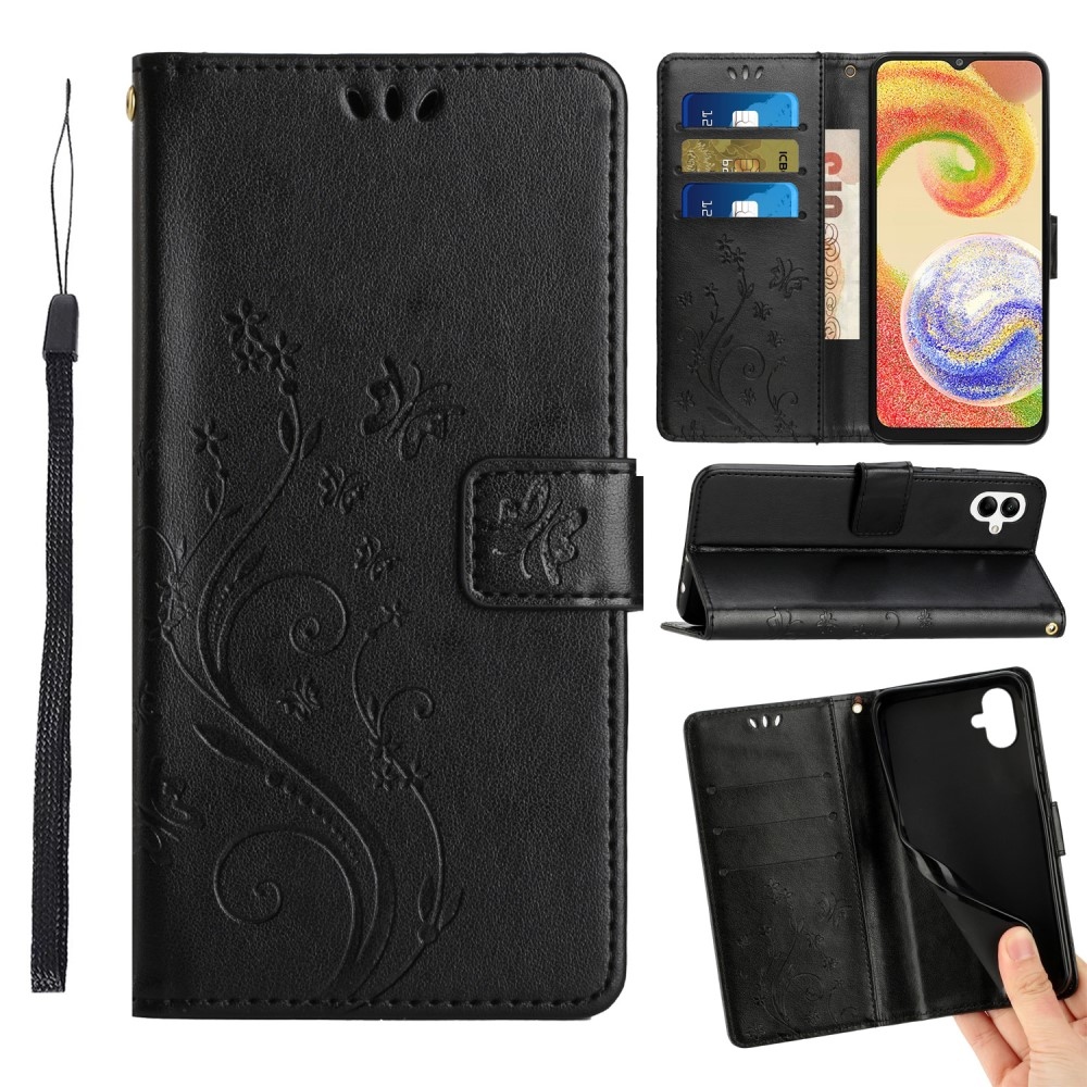 Virágok könyv tok Samsung Galaxy A06 4G készülékhez - fekete