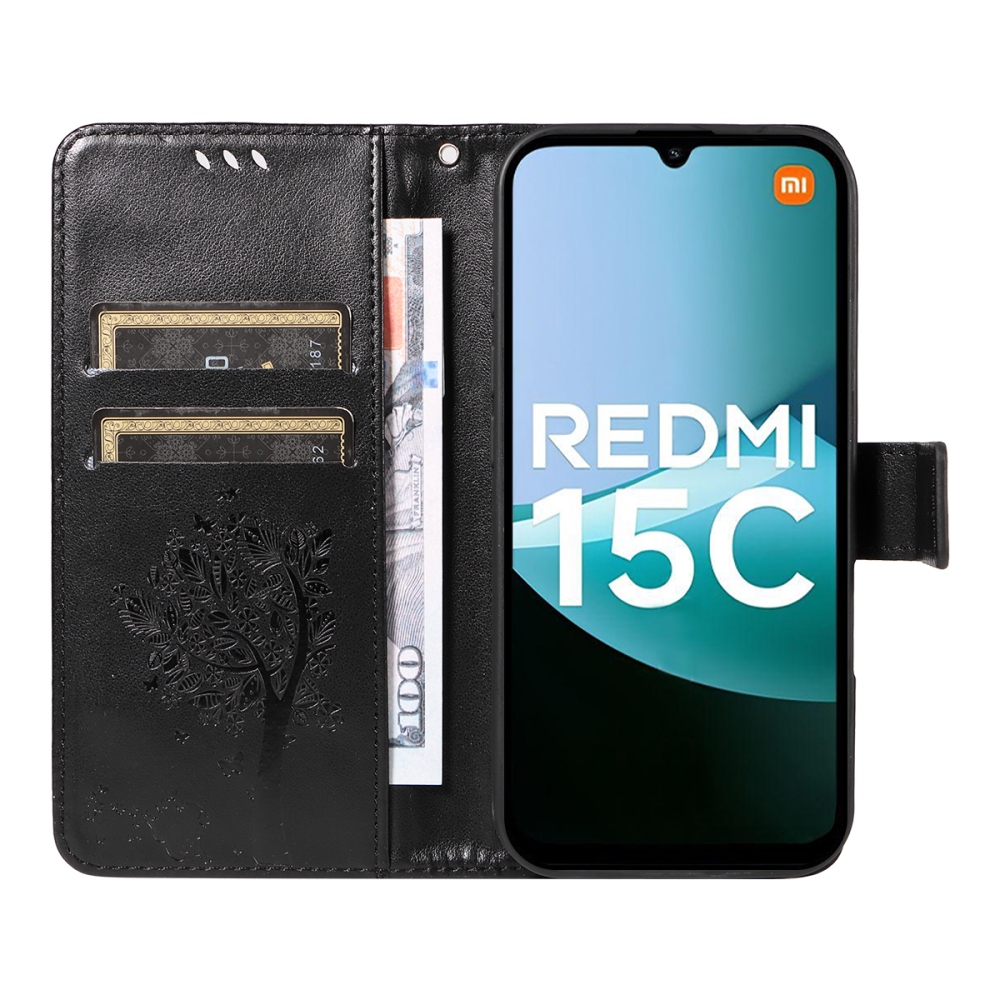 Fák könyve tok Xiaomi Redmi 15C 4G (171mm)/Poco C85 4G (171mm) - fekete