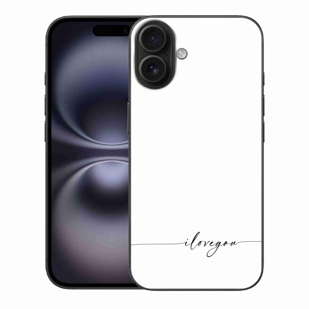 Gél borító mmCase iPhone 16 Plus készülékhez - I love you fehér háttér
