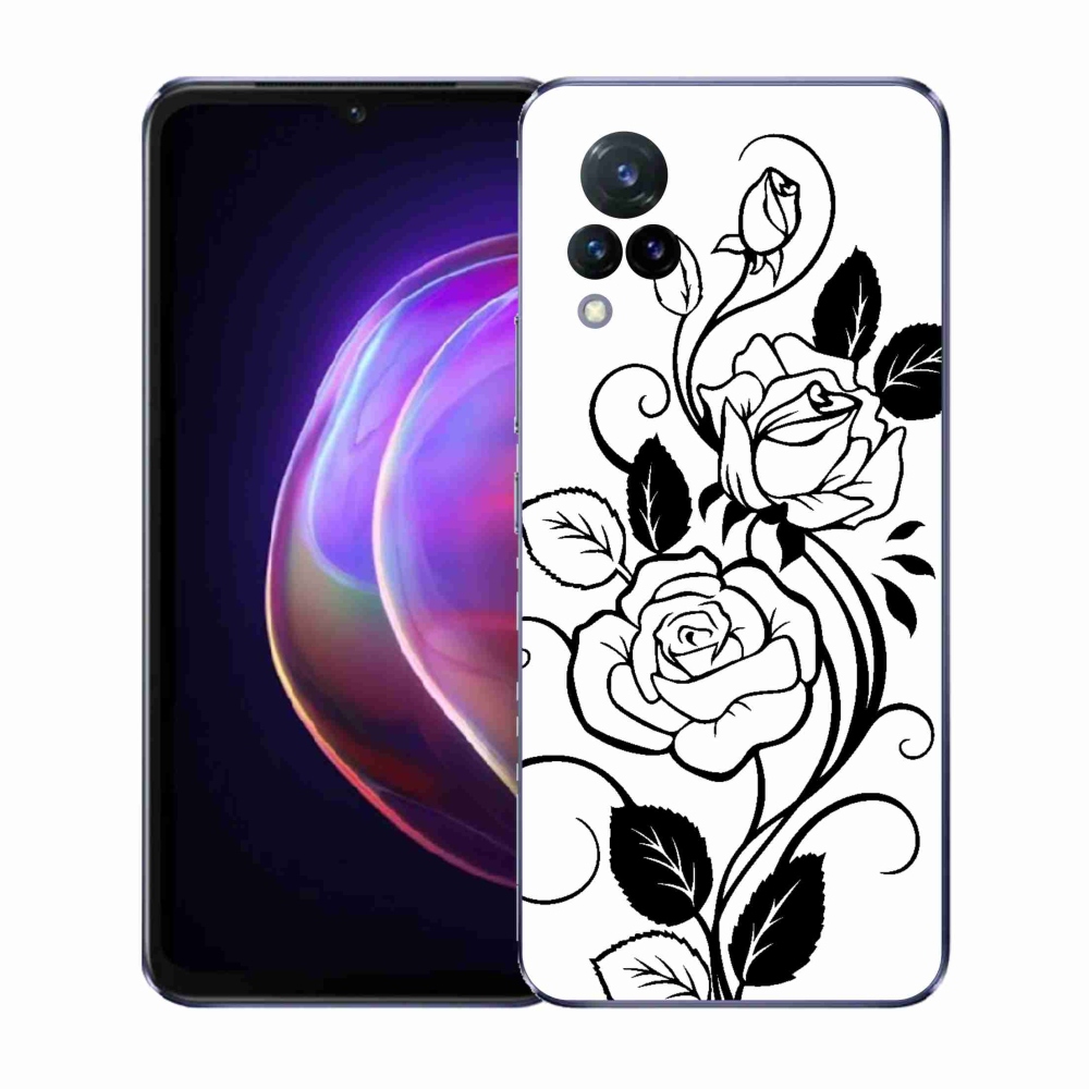 Gél borító mmCase a Vivo V21 4G/5G-re - fekete és fehér rózsa