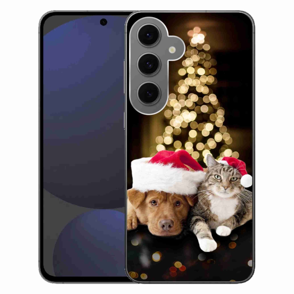 Gél borítás mmCase Samsung Galaxy S24 FE - Karácsonyi kutya és macska