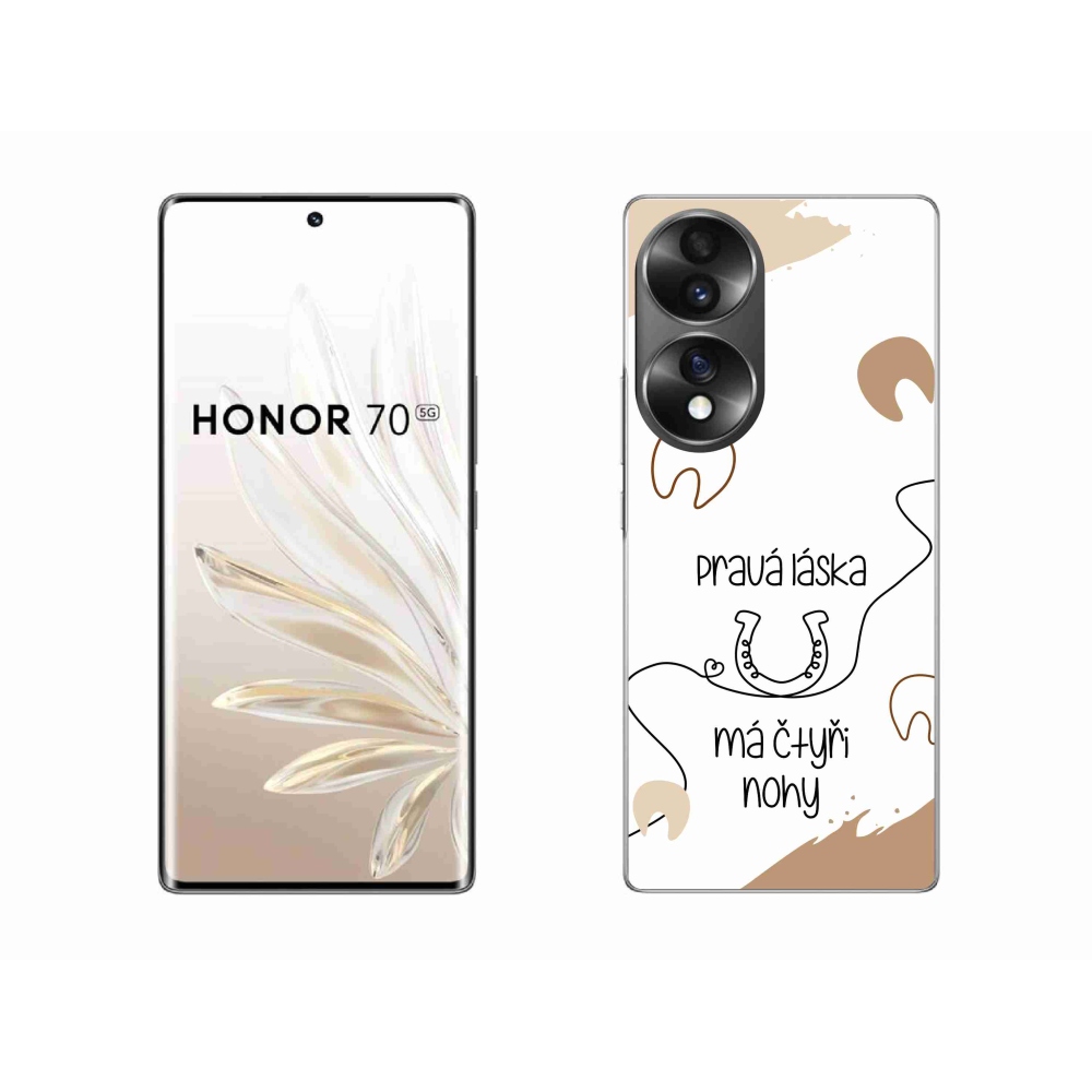 Zselés borító mmCase a Honor 70 készülékhez - ló motívum fehér háttérrel