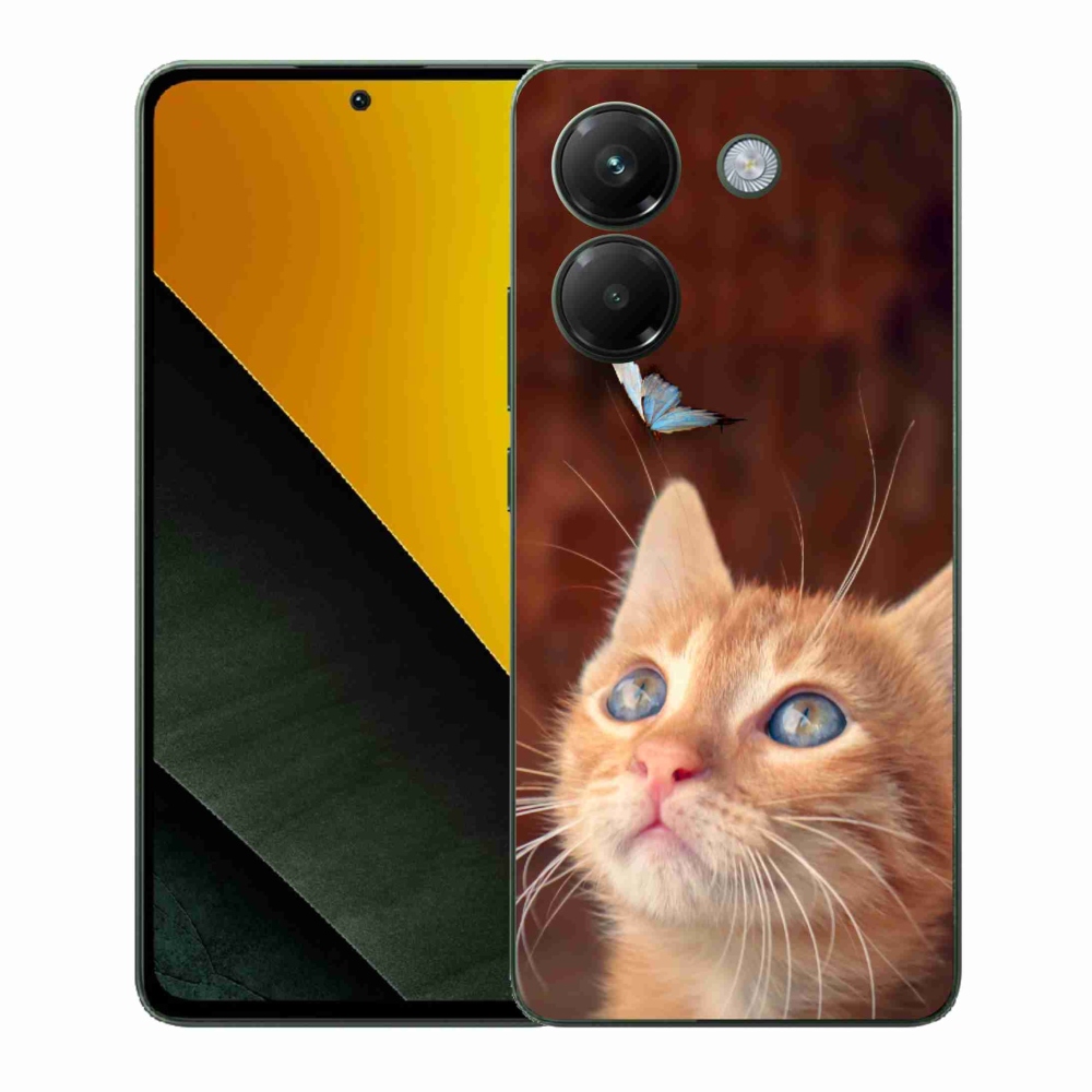 Gél borítás mmCase a Xiaomi Poco M7 Pro 5G számára - pillangó és cica