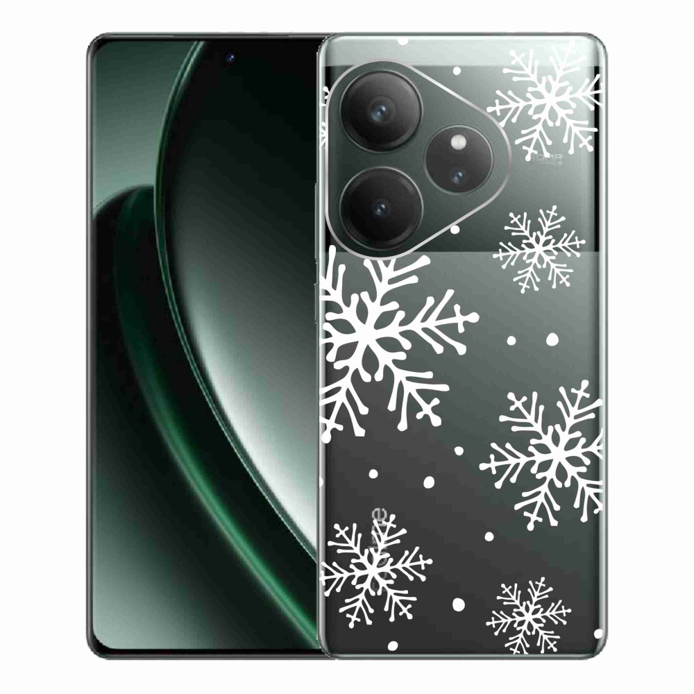 Zselés borítás mmCase a Realme GT 6 5G/GT 6T 5G készülékhez - fehér pelyhek átlátszó háttéren