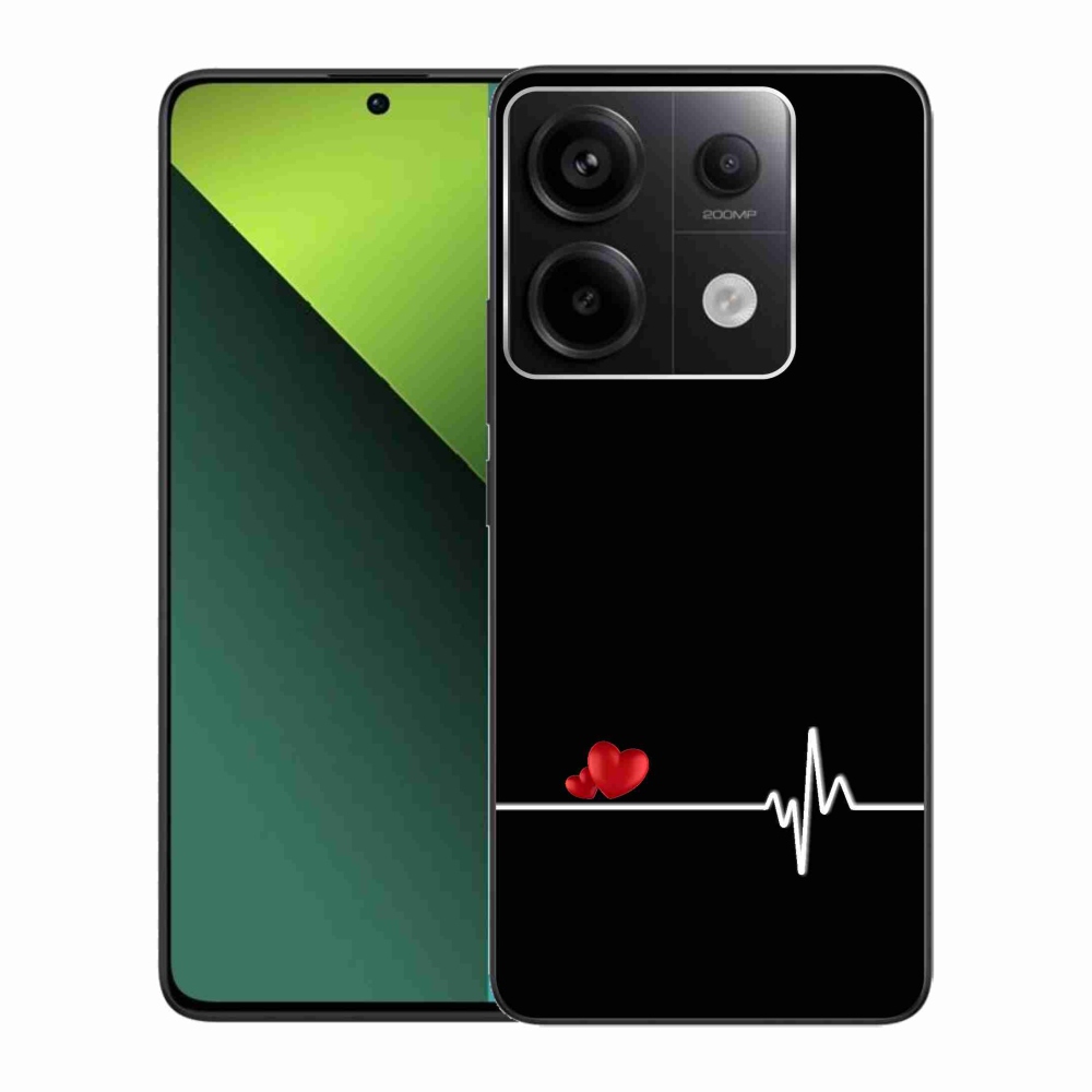 Gél borítás mmCase a Xiaomi Redmi Note 13 Pro 5G/Poco X6 5G számára - szív és szívverés fekete háttérrel